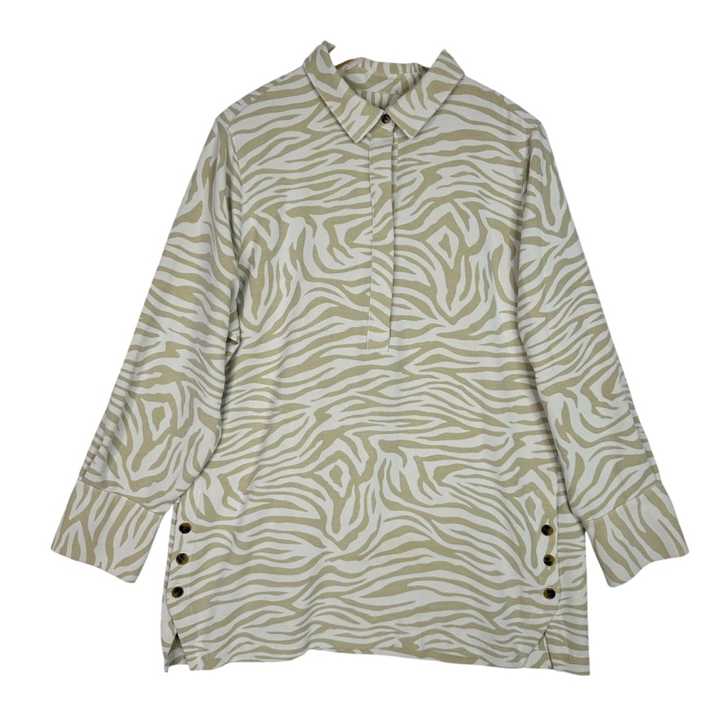 Chico's Zebra Print Tunic in Cream and Tan‎